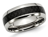Men's Chisel 8mm Stainless Steel and Carbon Fiber Wedding Band Ring